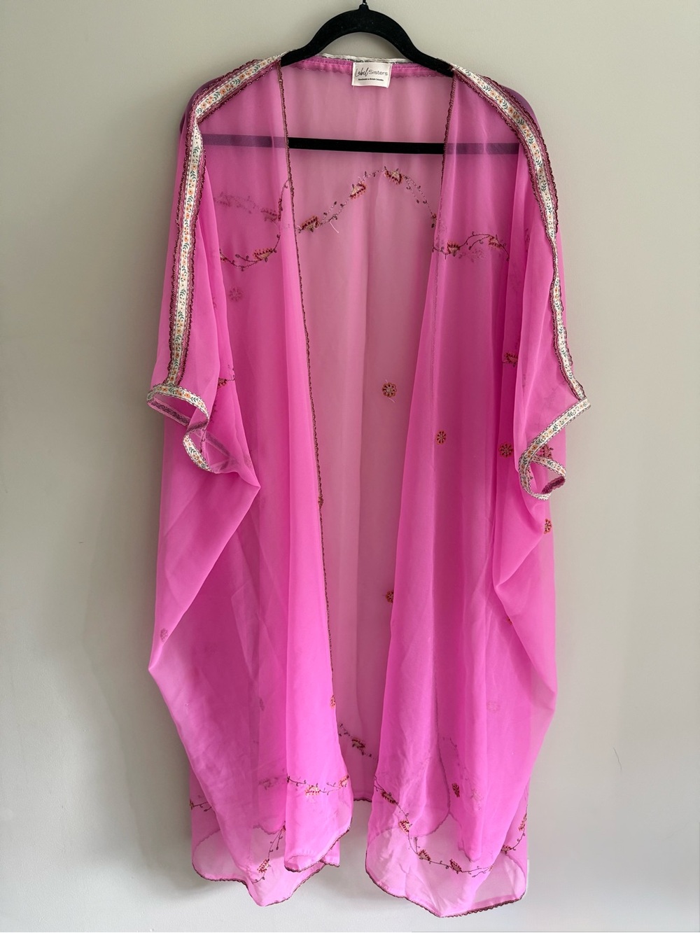 ⭐️ Handmade Kimono PINKY embroidered upcycled chiffon